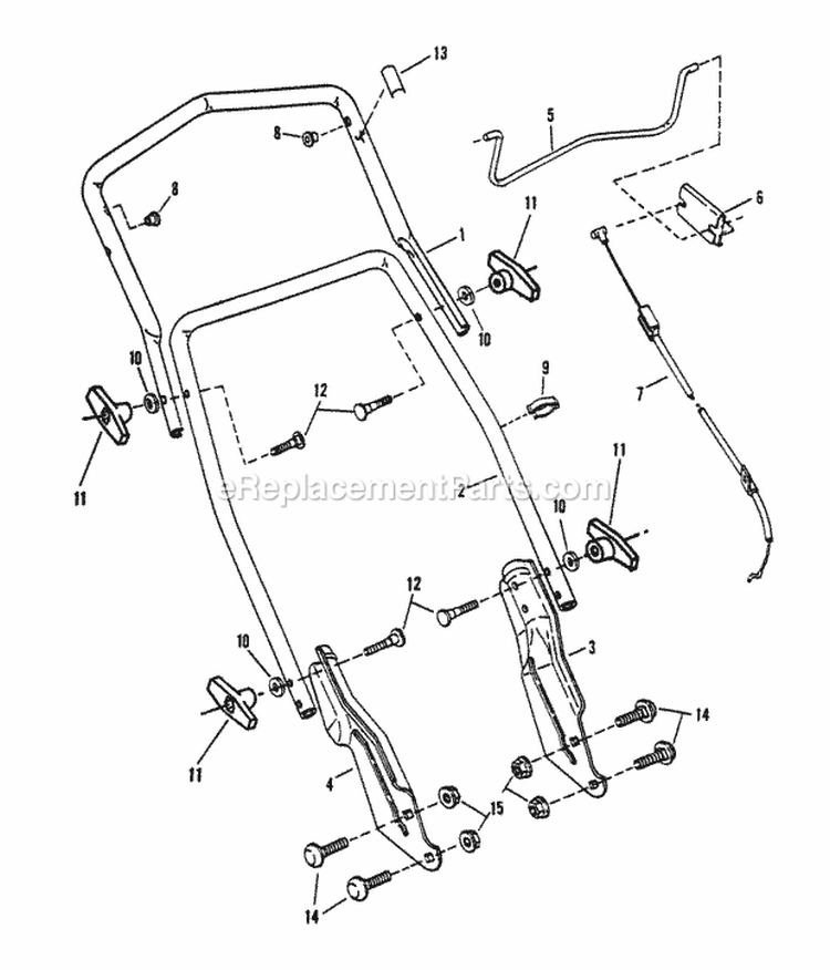 Handles  Controls Diagram and Parts List for BH500  Snapper Lawn Mower