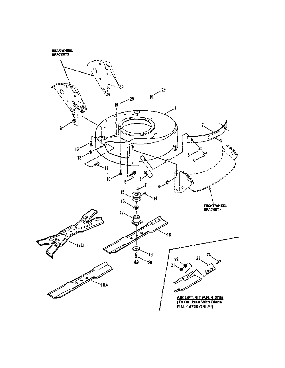 Cutting deck/blade Diagram and Parts List for 84287  Snapper Lawn Mower