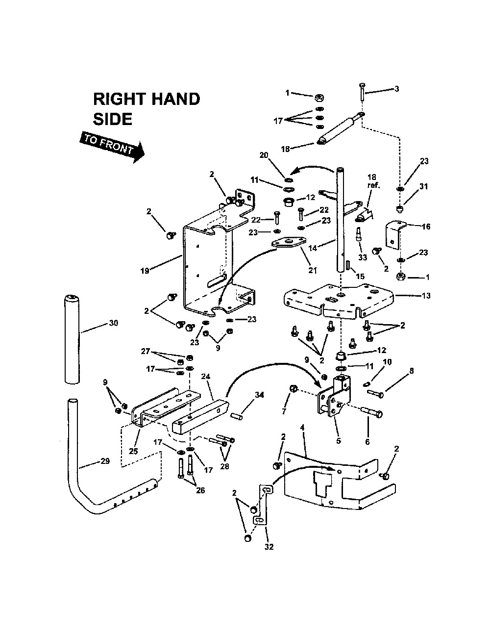 Twin stick control (r.h.) Diagram and Parts List for 85673  Snapper Lawn Mower