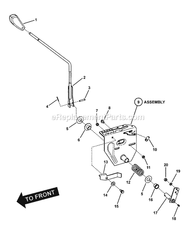Gear Shifter Assembly Diagram and Parts List for C3317523BVE 7800368 Snapper Lawn Tractor