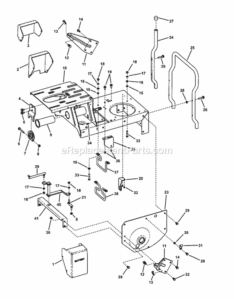 Main Case  LH Fender Diagram and Parts List for C3317523BVE 7800368 Snapper Lawn Tractor