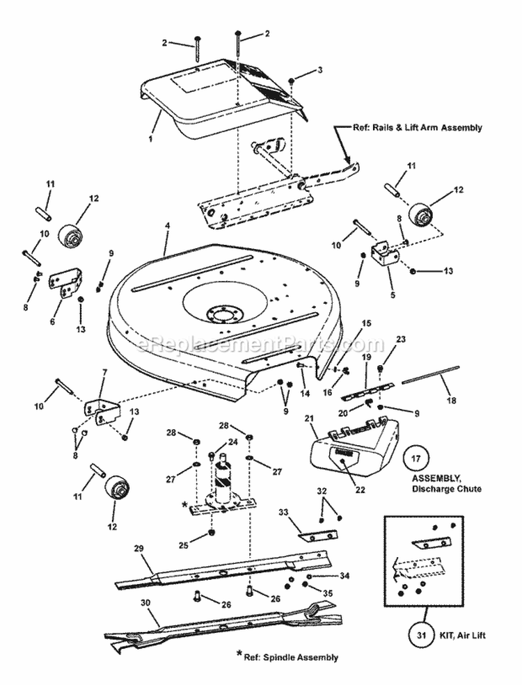 Cutting Deck Deflector 30 Diagram and Parts List for C3317523BVE 7800368 Snapper Lawn Tractor