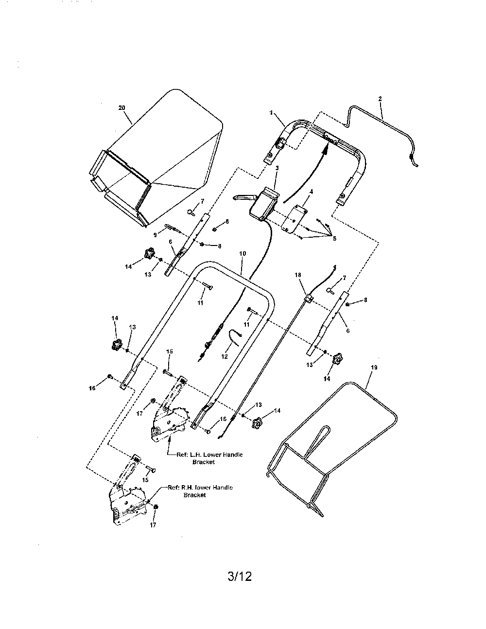 Handle & controls Diagram and Parts List for 130381460  Snapper Lawn Mower