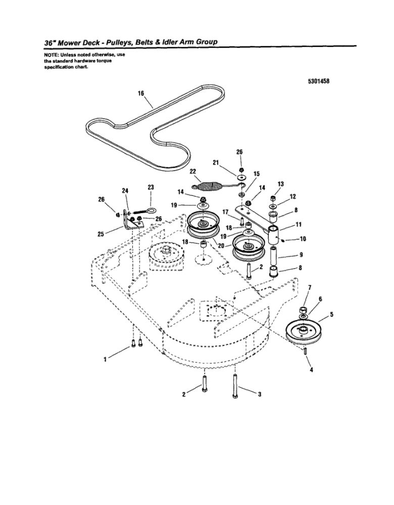 Pulleys/Belts/Idler Arm 2 Diagram and Parts List for 5900709  Snapper Lawn Mower