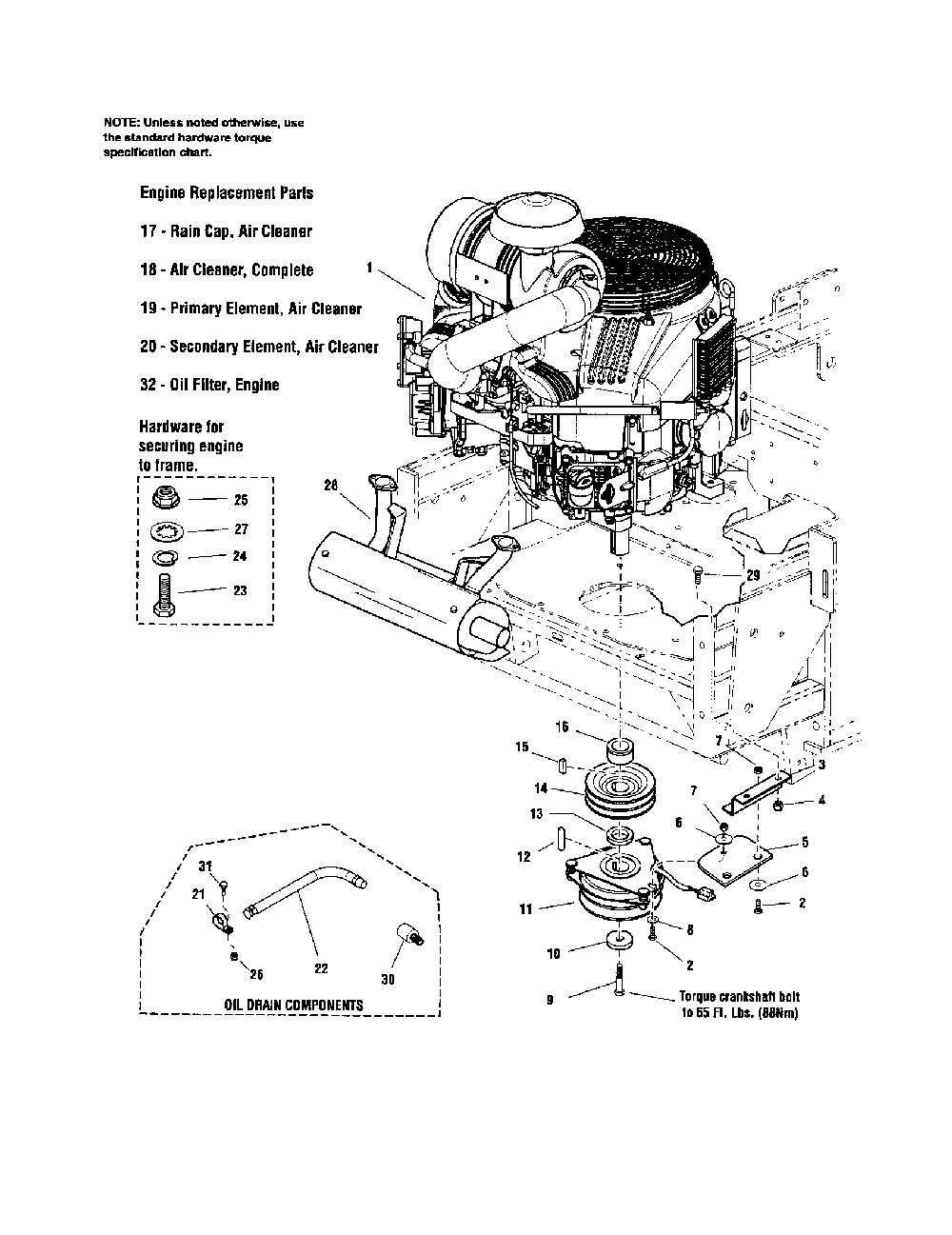 Engine/pto-32 hp briggs & stratton Diagram and Parts List for 5900693  Snapper Lawn Mower