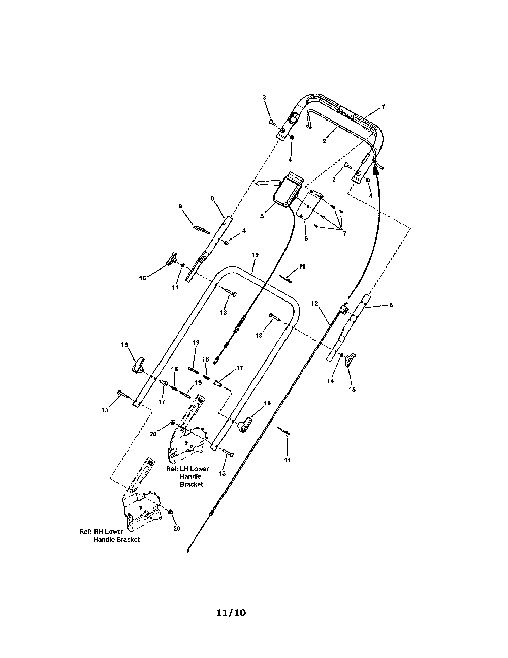 Handle/controls Diagram and Parts List for 13037221  Snapper Lawn Mower