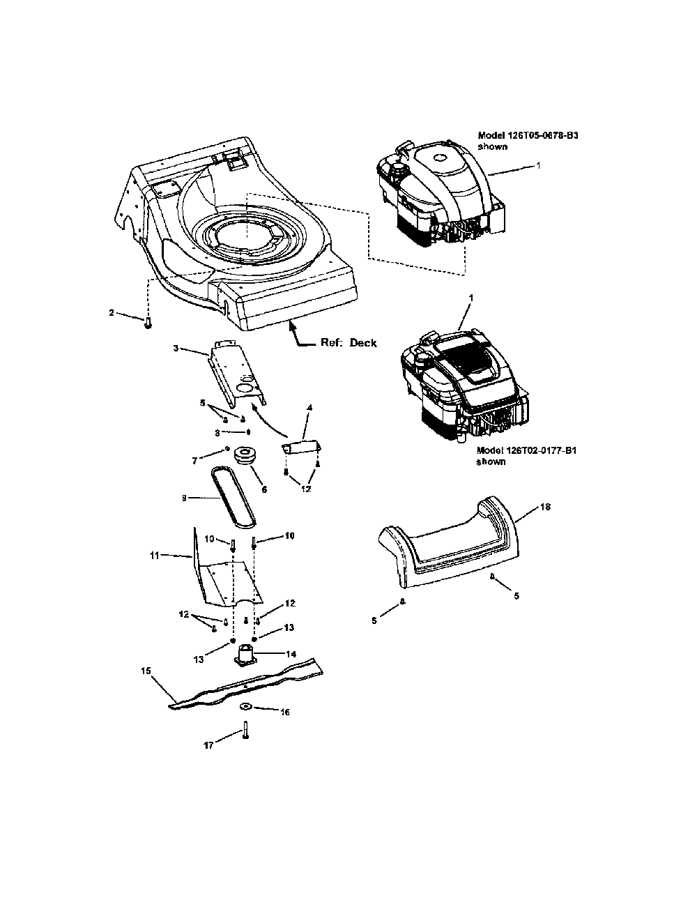 Engine & blade Diagram and Parts List for 130372221  Snapper Lawn Mower