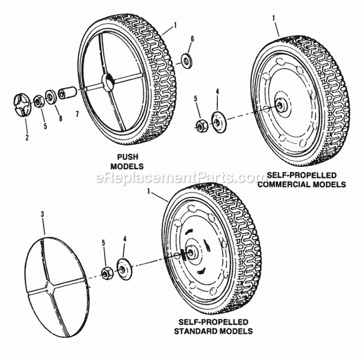 Rear Wheels Diagram and Parts List for AP21509B  Snapper Lawn Mower
