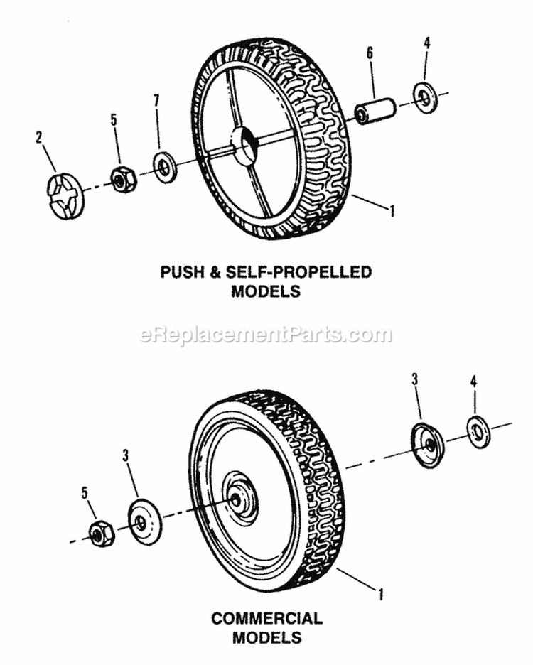 Front Wheel Diagram and Parts List for AP21509B  Snapper Lawn Mower