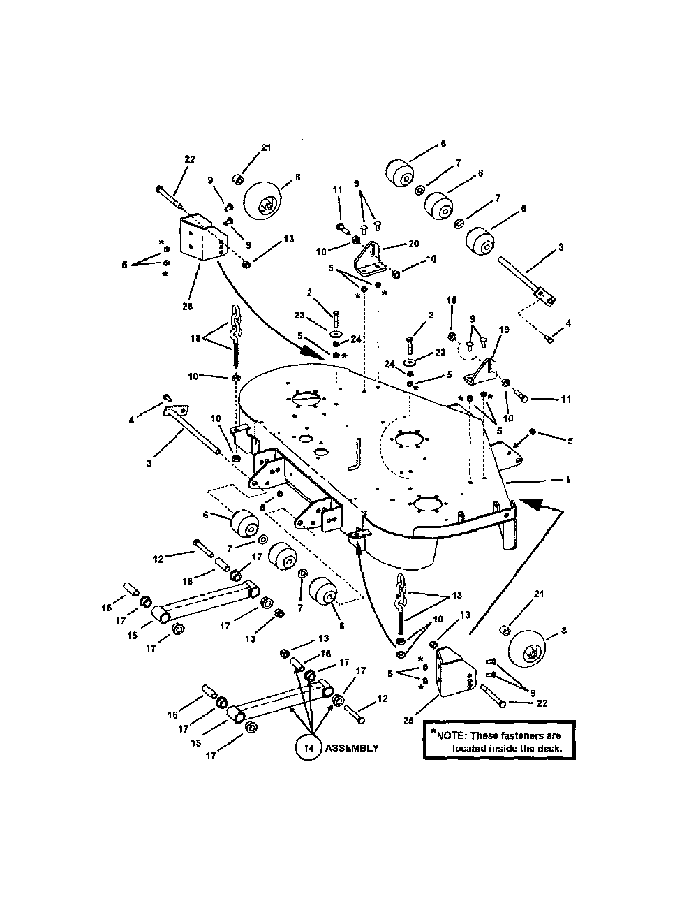 48" cutting deck pt. 1 Diagram and Parts List for 85673  Snapper Lawn Mower