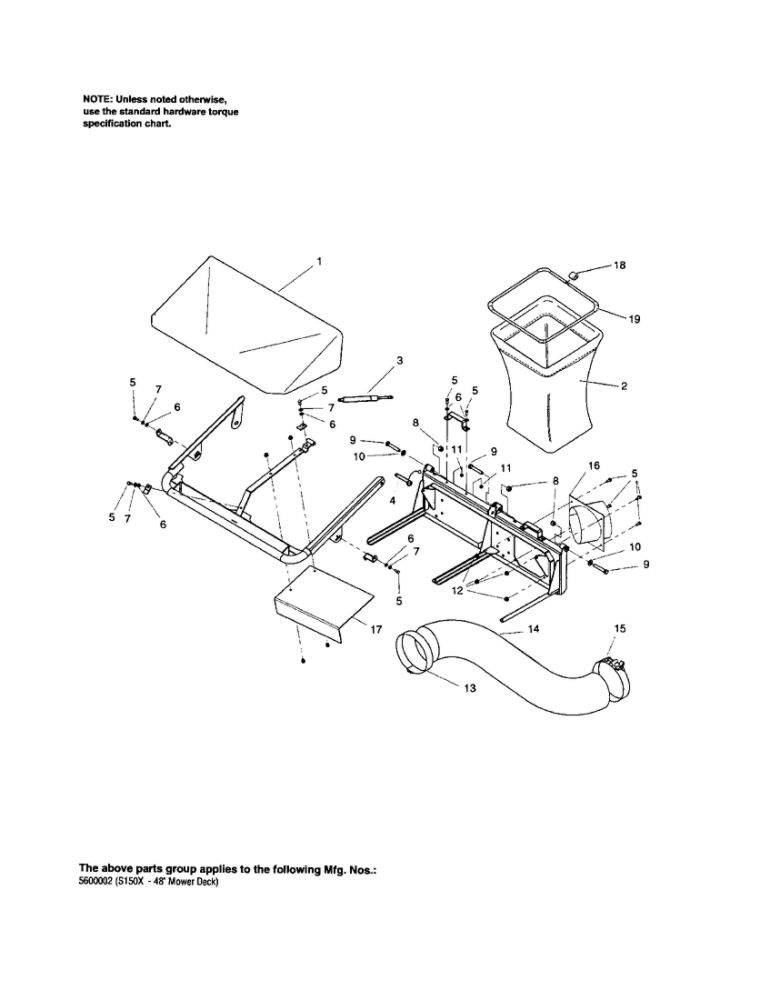 2-Bag Catcher/Cover Diagram and Parts List for 5600004  Snapper Lawn Tractor Accessories