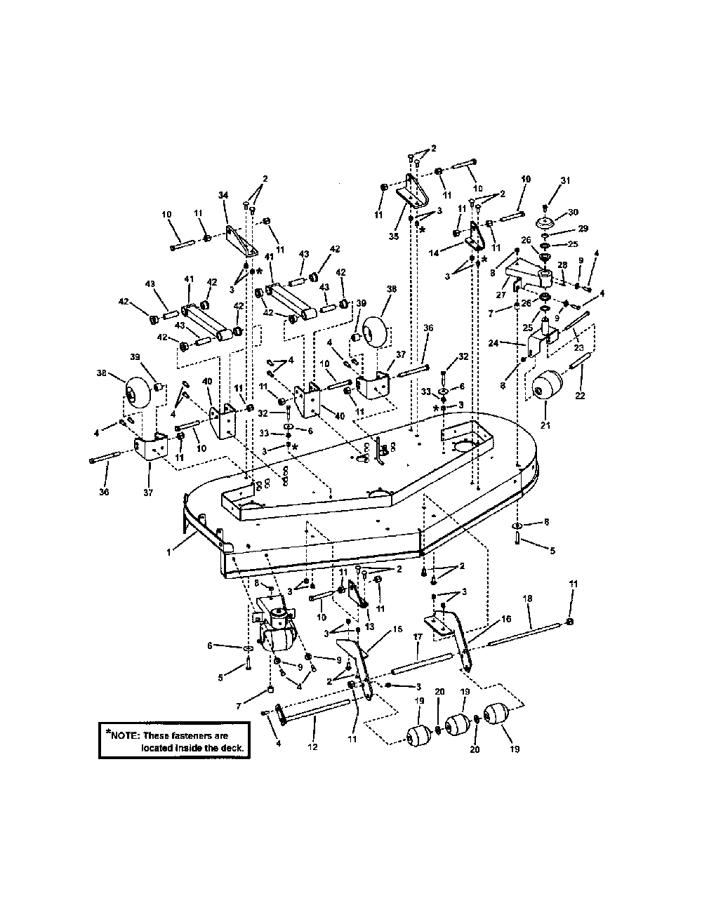 61" cutting deck (sub assy) Diagram and Parts List for NZMX30614KH  Snapper Lawn Mower