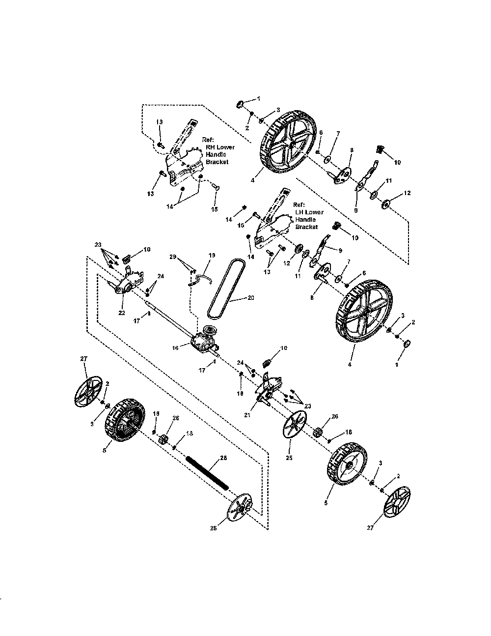 Transmission/wheels Diagram and Parts List for 13037221  Snapper Lawn Mower