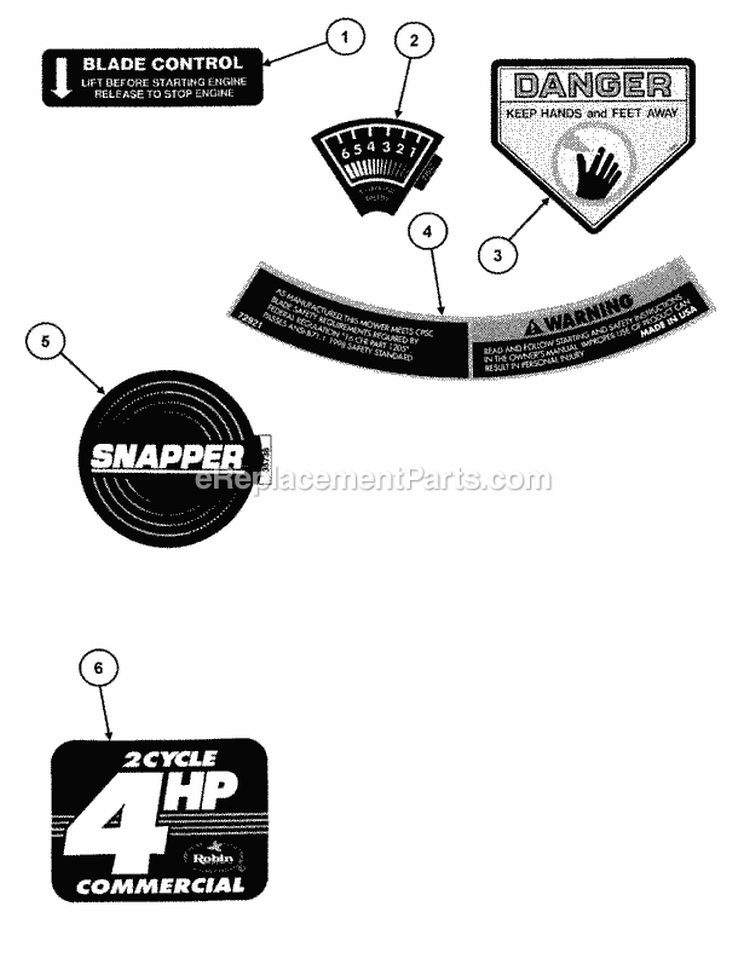 Decals Pt 1 Diagram and Parts List for CP215017HV 84907 Snapper Lawn Mower