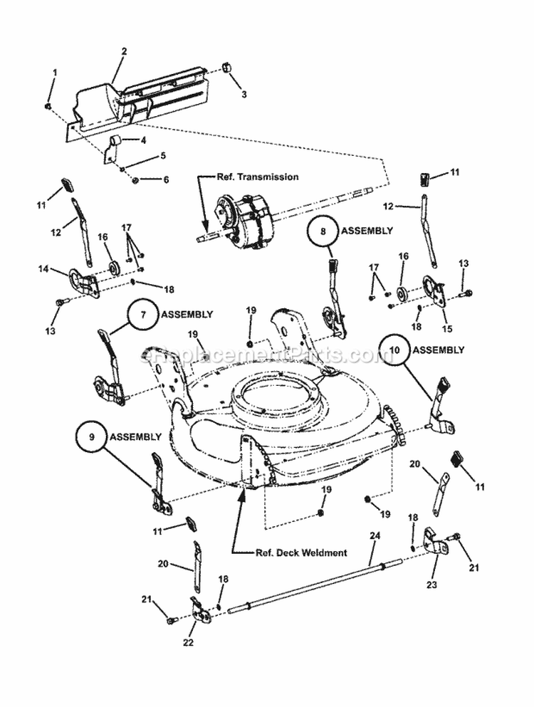 Wheel Brackets Latches Diagram and Parts List for CP215520HVFC 7800289 Snapper Lawn Mower