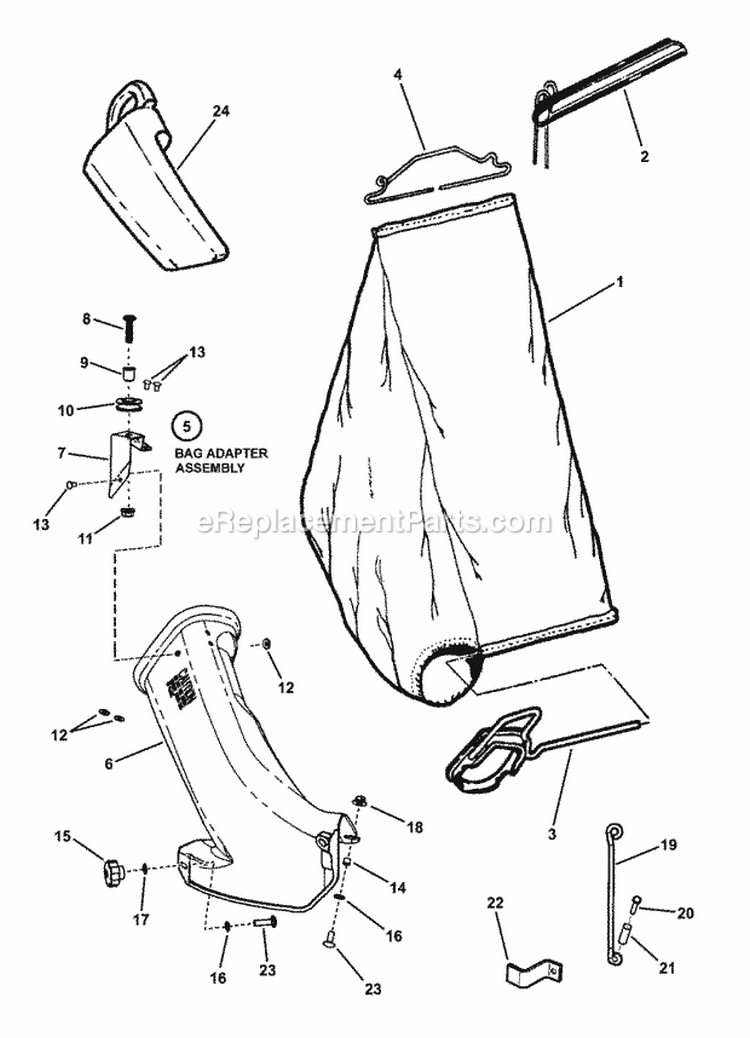 Grass Bag  Accessories Diagram and Parts List for CP215520HVFC 7800289 Snapper Lawn Mower