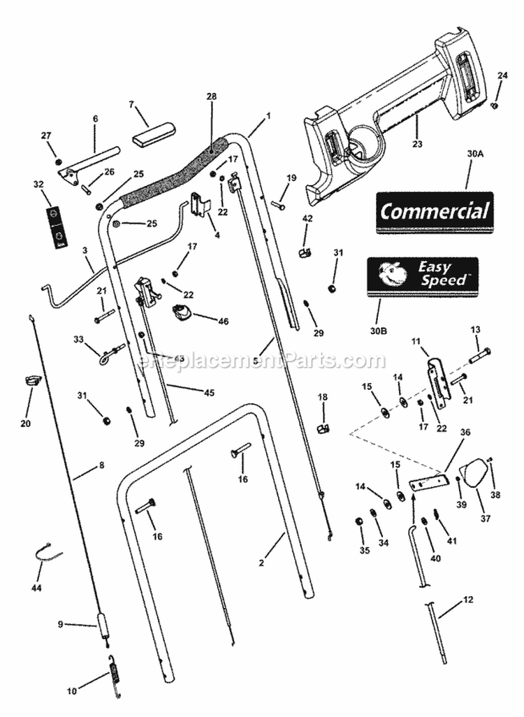 Handles  Controls - Upper End Diagram and Parts List for CP215520HVFC 7800289 Snapper Lawn Mower