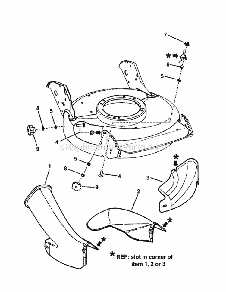 Side Chute Adapter Diagram and Parts List for CP215520HVFC 7800289 Snapper Lawn Mower