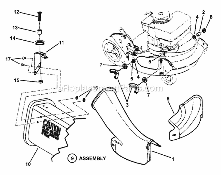 Side Chute Adapter Diagram and Parts List for CRP216018KWV 80656 Snapper Lawn Mower