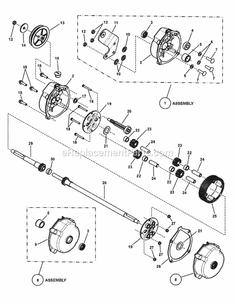 Transmission - Differential Group Diagram and Parts List for CP218520 7800772 Snapper Lawn Mower