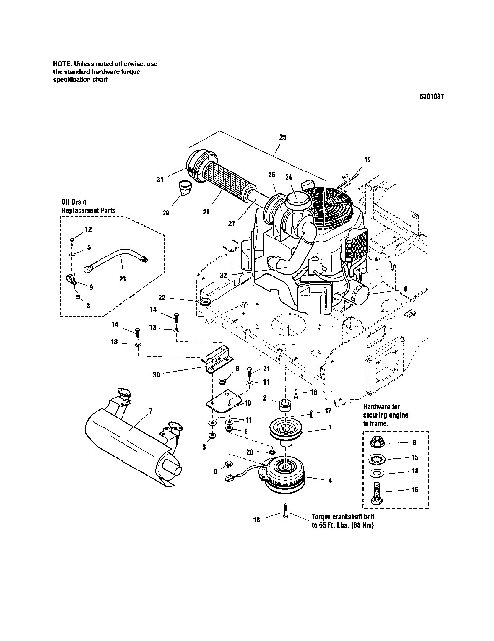 Engine/pto-27 hp kohler Diagram and Parts List for 5900693  Snapper Lawn Mower