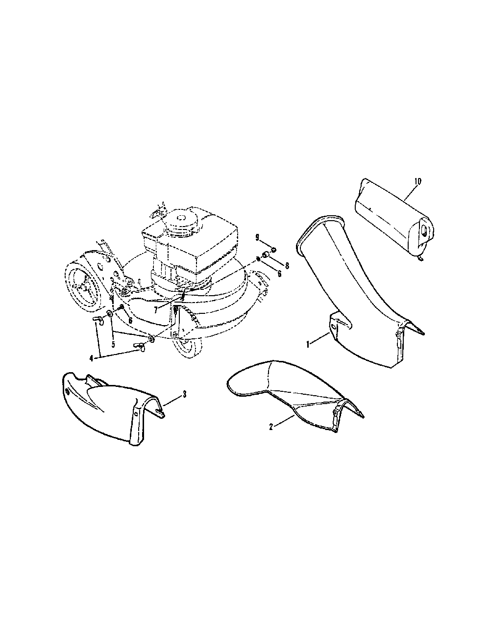 Side chute/adapter Diagram and Parts List for 84287  Snapper Lawn Mower