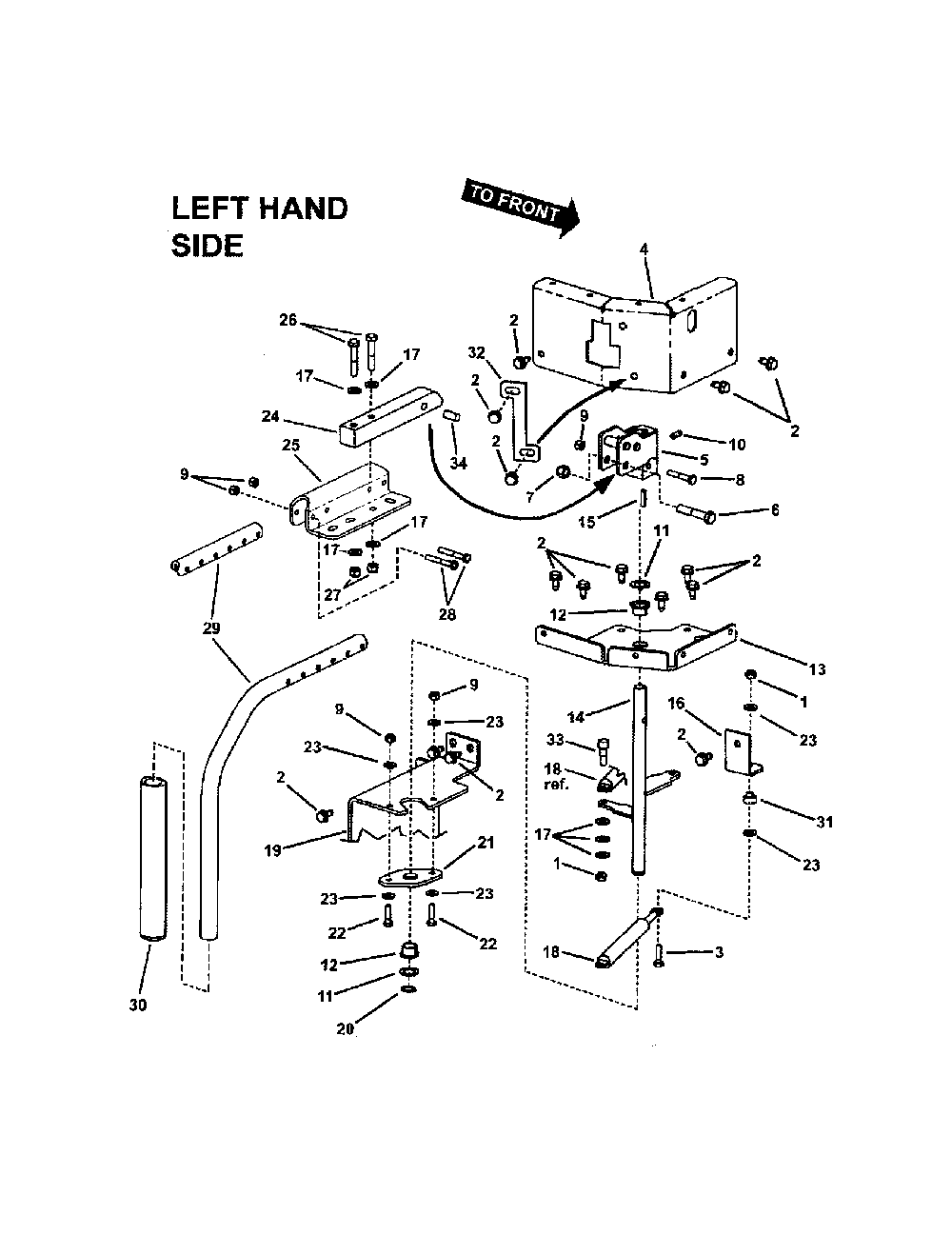 Twin stick control (l.h.) Diagram and Parts List for 85673  Snapper Lawn Mower