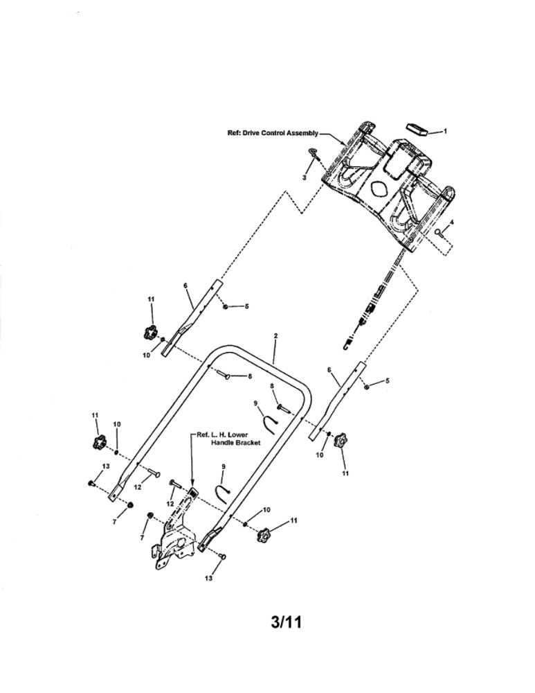 Handle And Controls (Manual Start) Diagram and Parts List for 7800708 SXPV2270E Snapper Lawn Mower