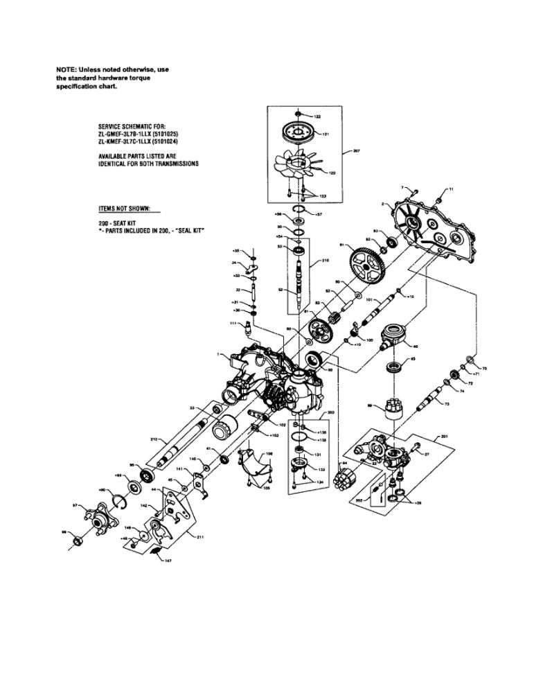 Transmission Service Parts Diagram and Parts List for 5900709  Snapper Lawn Mower