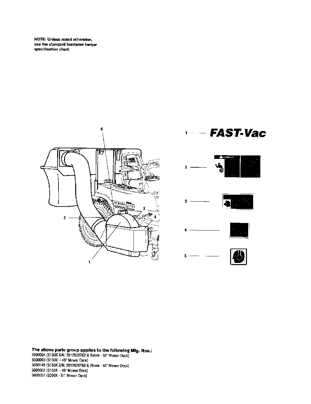 Decals-brand/safety & info Diagram and Parts List for 5600003  Snapper Leaf Blower / Vacuum