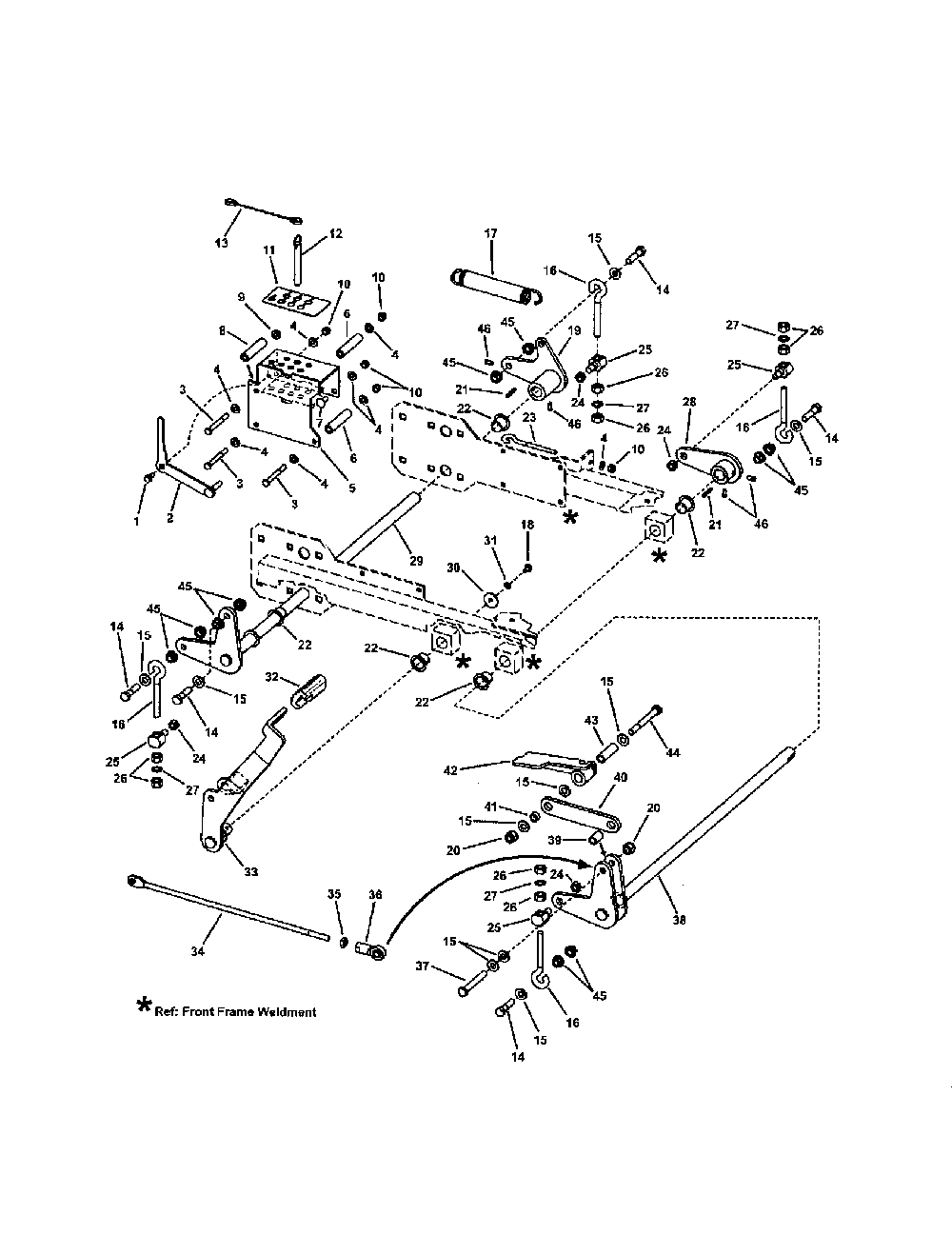 Front chassis (deck lift) Diagram and Parts List for NZMX30614KH  Snapper Lawn Mower