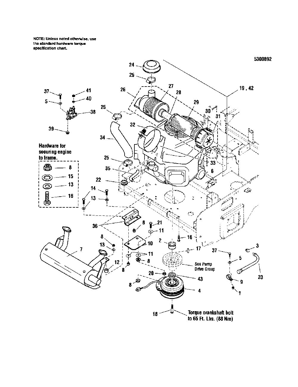 Engine/pto-21/25 hp kawasaki Diagram and Parts List for 5900665  Snapper Lawn Mower