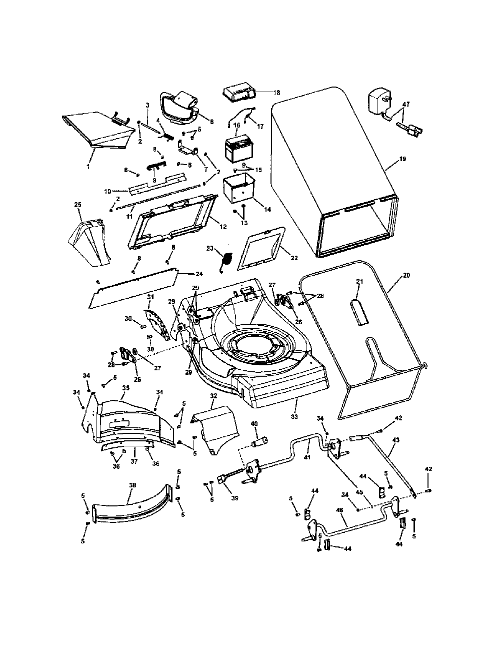 Deck Diagram and Parts List for 13037123  Snapper Lawn Mower