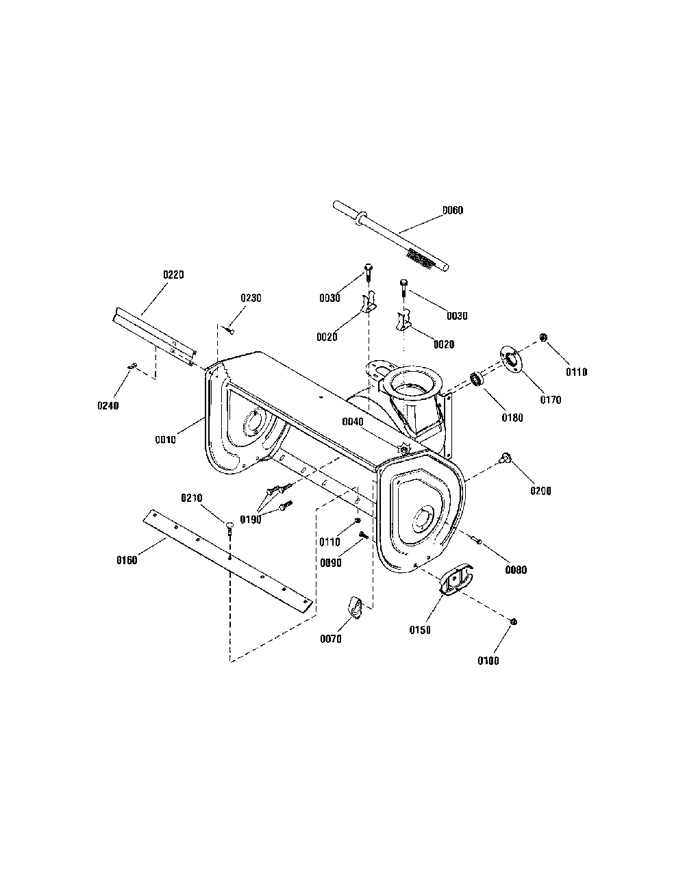 Auger housing Diagram and Parts List for 1301695964  Snapper Snow Blower