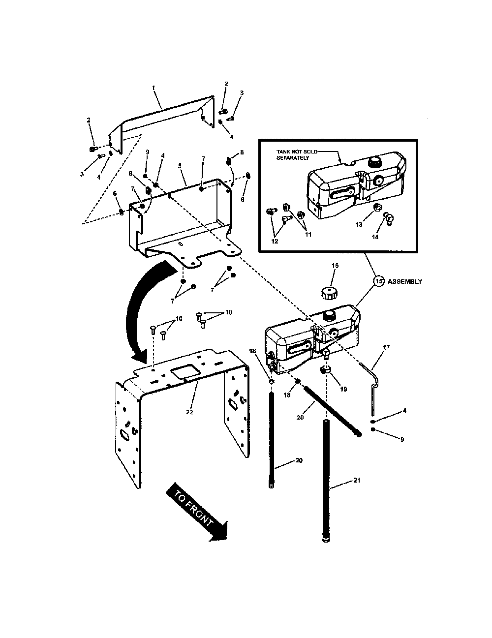 Oil tank Diagram and Parts List for SPA481 SERIES 3 Snapper Lawn Mower