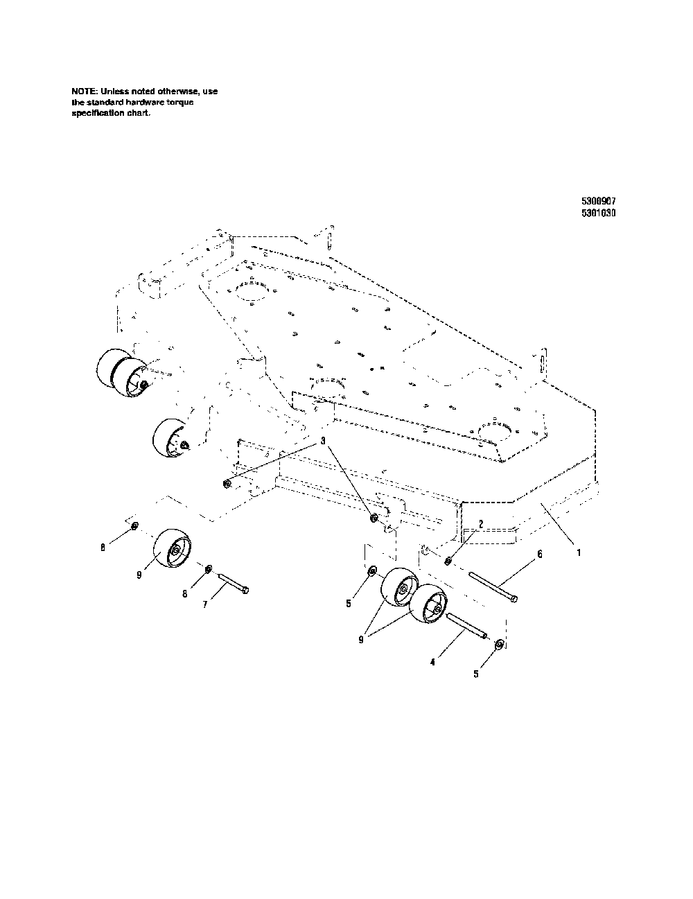 48"/52" mower deck-rollers Diagram and Parts List for 5900665  Snapper Lawn Mower