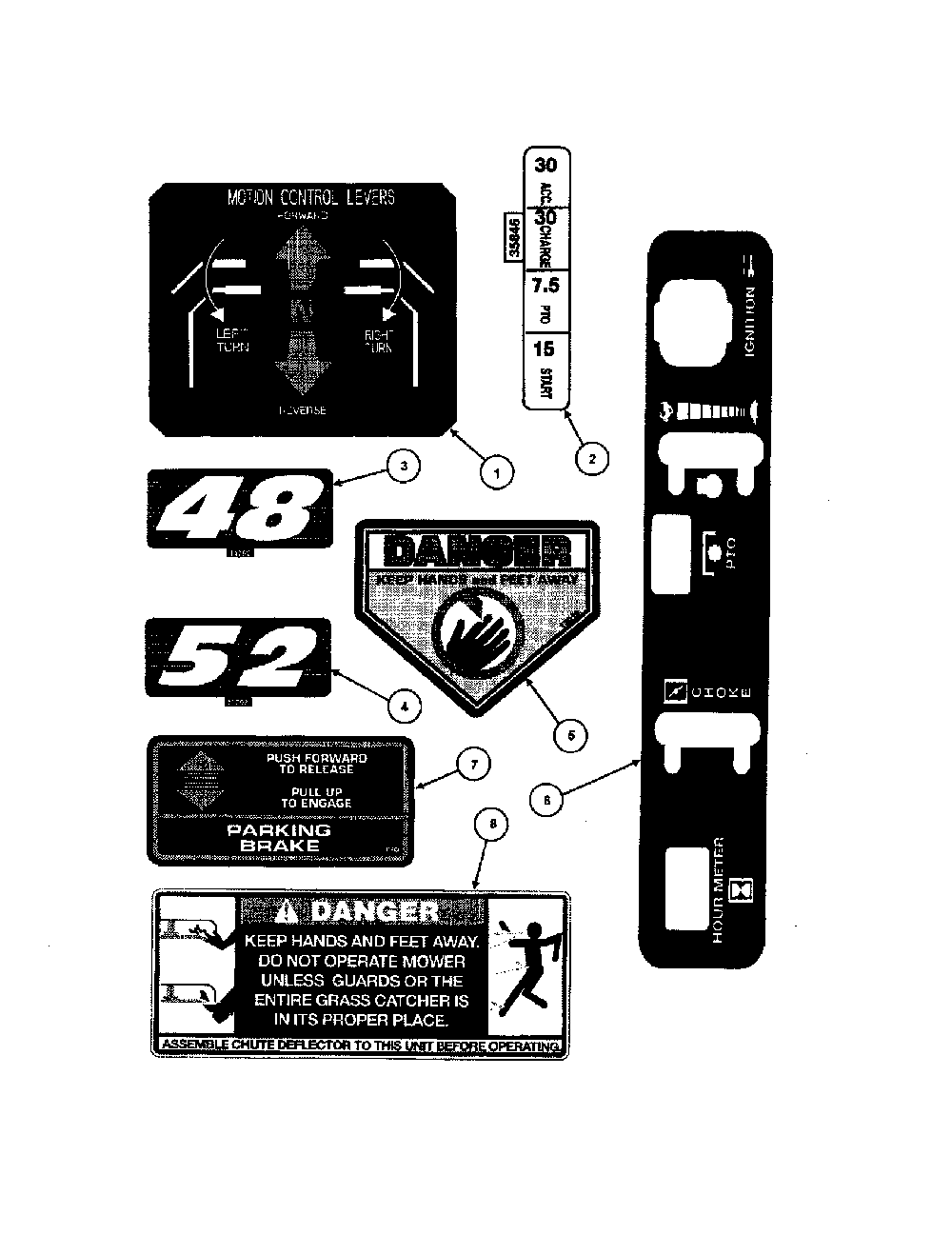 Decals Diagram and Parts List for 85673  Snapper Lawn Mower