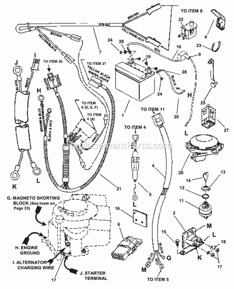 Electrical Systems Diagram and Parts List for E250818BE 84265 Snapper Lawn Tractor