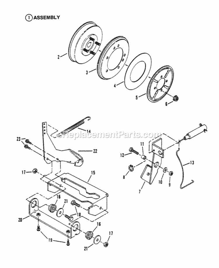 Smooth Clutch Assembly Diagram and Parts List for E331315BVE Euro Snapper Lawn Tractor