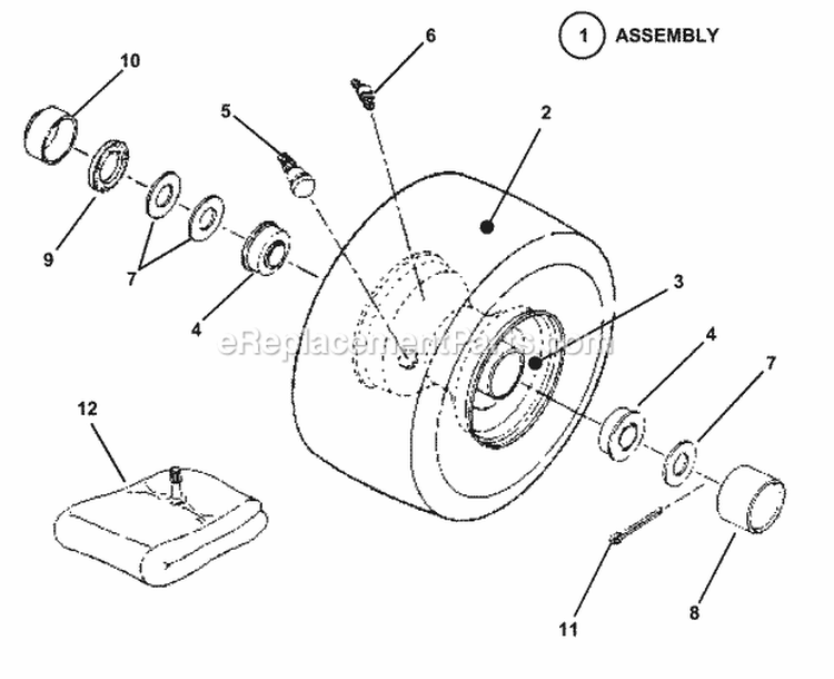 Wheels - Front Diagram and Parts List for E250818BE 84265 Snapper Lawn Tractor