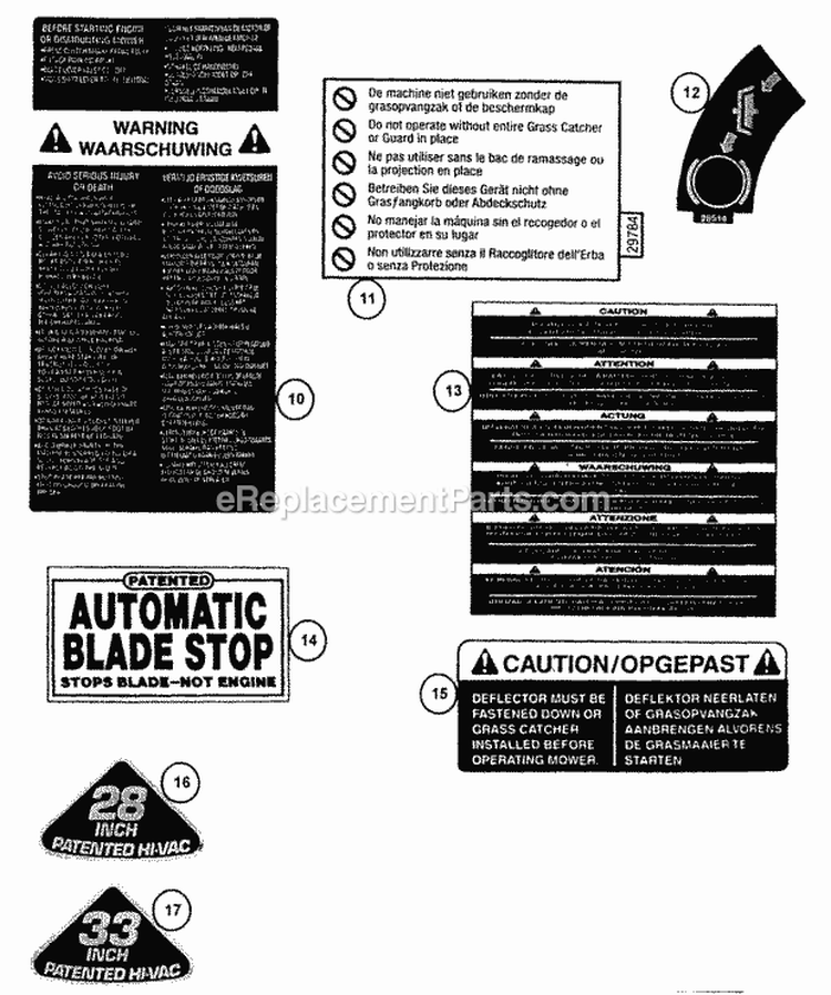 Decals (Part 2) Diagram and Parts List for E331520KVE  Snapper Lawn Tractor