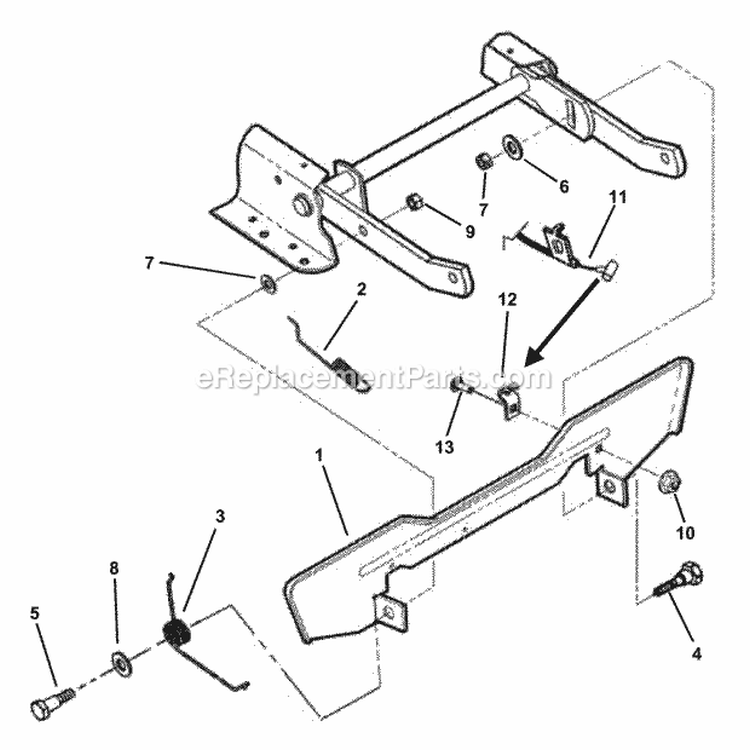 Blade Stop Pedals Diagram and Parts List for E281222BE 84710 Snapper Lawn Tractor