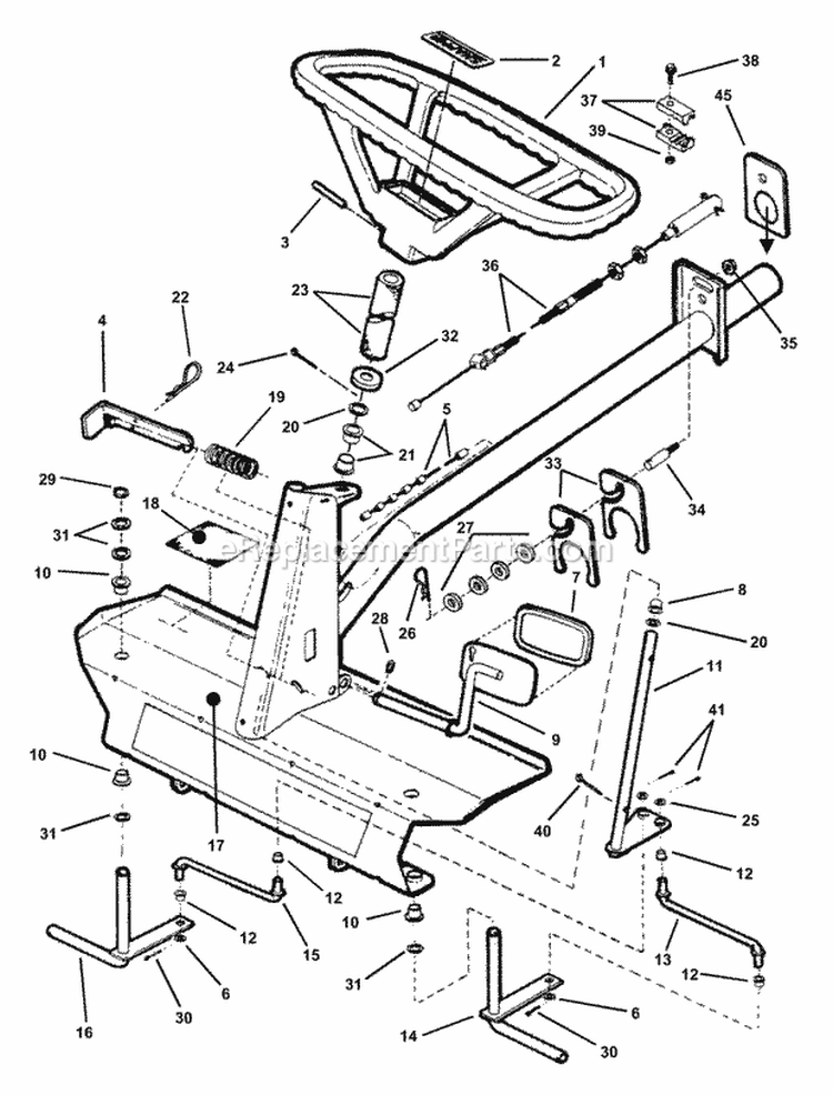 Front End Steering (Part 1) Diagram and Parts List for E281222BE 84710 Snapper Lawn Tractor