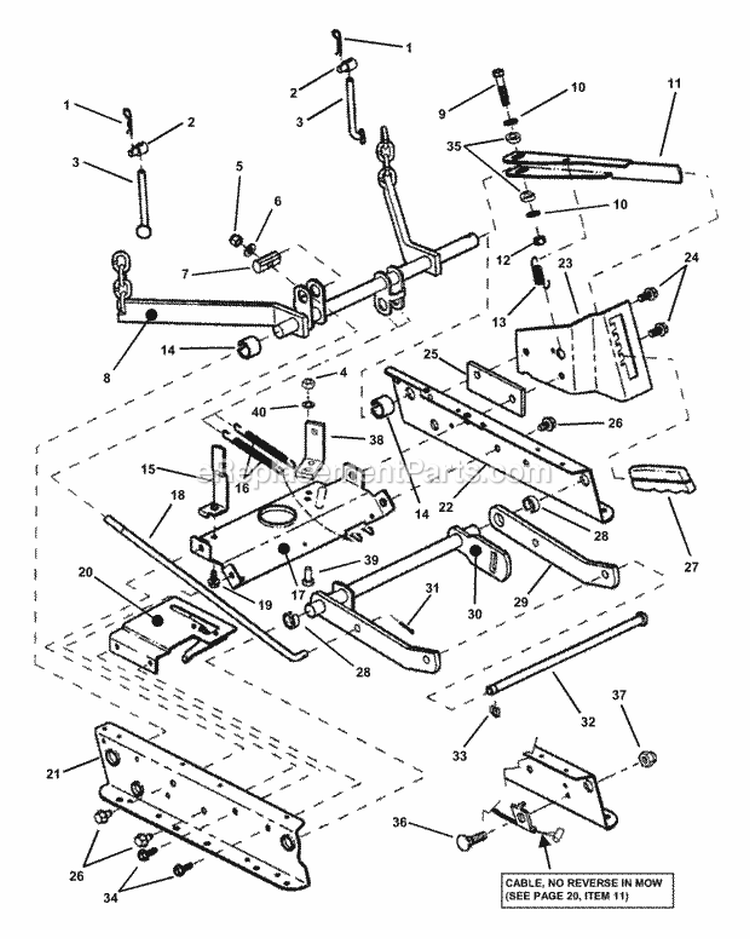 Rails Lift Arms Cam Lift Diagram and Parts List for E281222BE 84710 Snapper Lawn Tractor