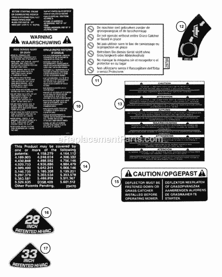 Decals (Part 2) Diagram and Parts List for E281222BE 84710 Snapper Lawn Tractor