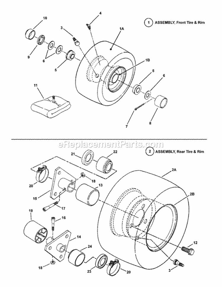Wheels Front  Rear Group Diagram and Parts List for E331523KVE 7084888 Snapper Lawn Tractor