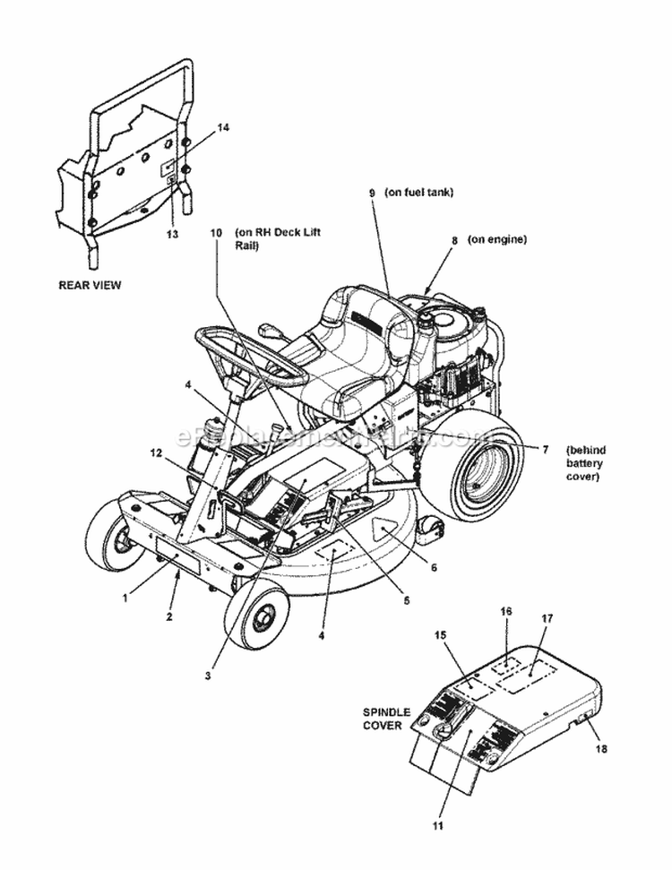 Decal Group Diagram and Parts List for E331523KVE 7084888 Snapper Lawn Tractor
