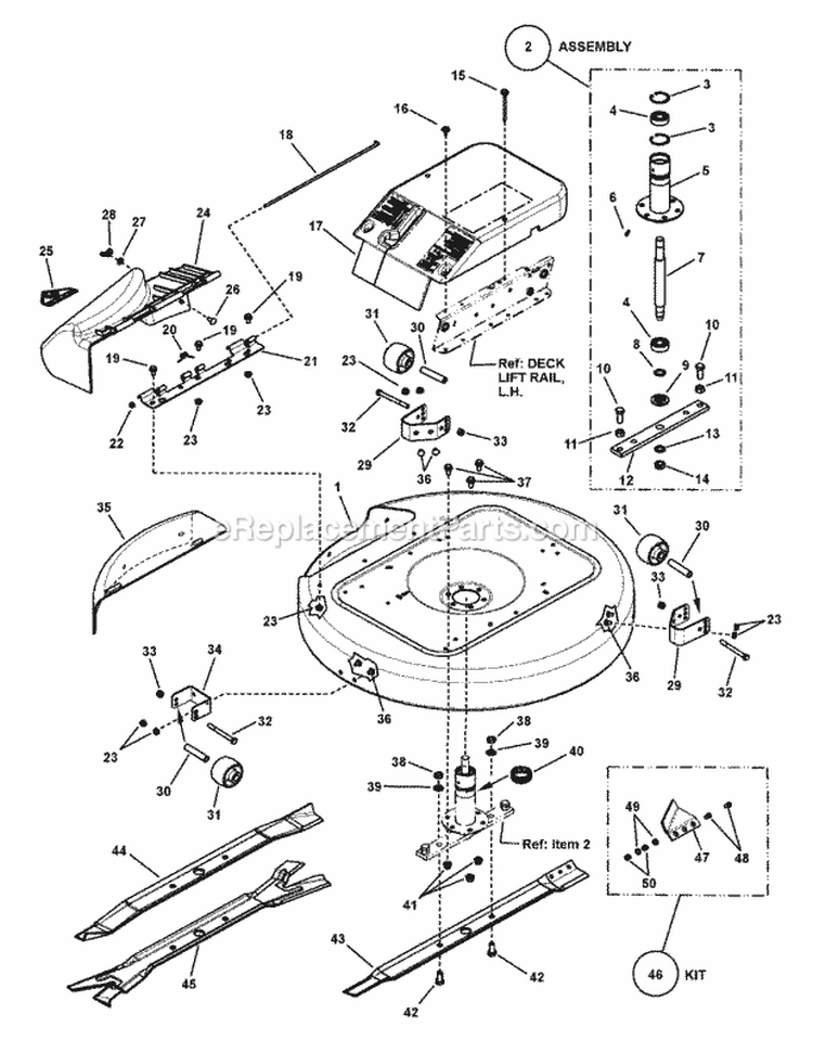 33 Mower Deck Group Diagram and Parts List for E331523KVE 7084888 Snapper Lawn Tractor