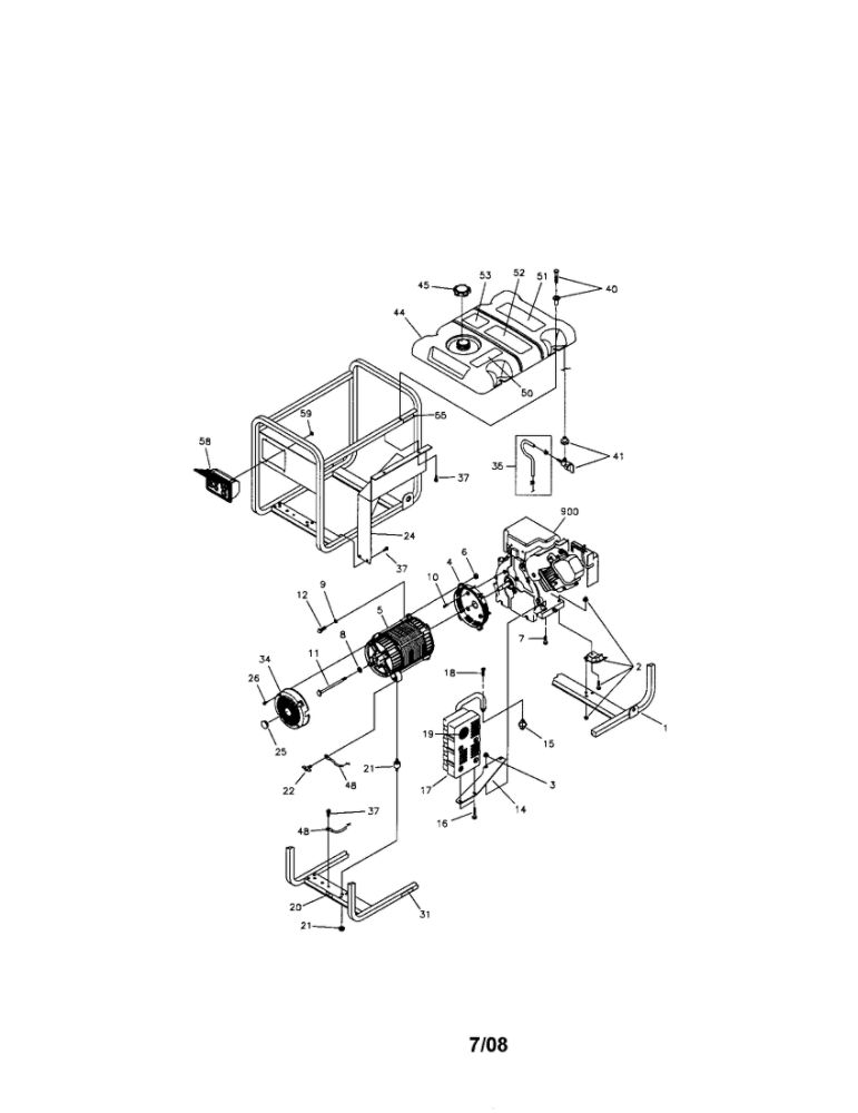 Main Unit Diagram and Parts List for 030214  Snapper Generator