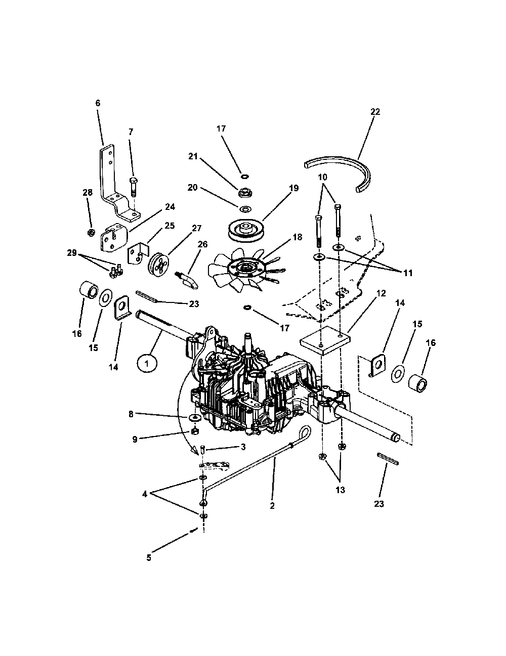 Transmission (hydro drive) Diagram and Parts List for WLT145H38GKV  Snapper Lawn Tractor